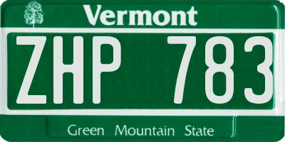 VT license plate ZHP783