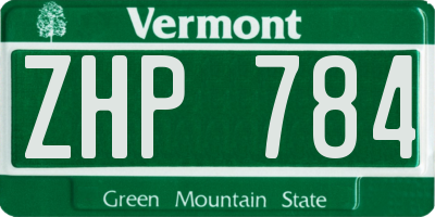 VT license plate ZHP784