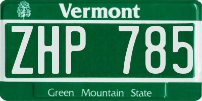 VT license plate ZHP785