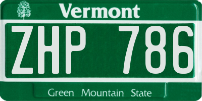 VT license plate ZHP786