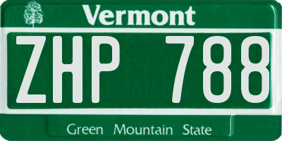 VT license plate ZHP788