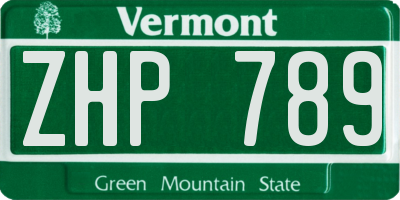 VT license plate ZHP789