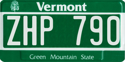 VT license plate ZHP790