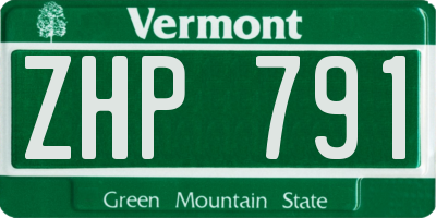 VT license plate ZHP791