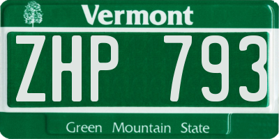 VT license plate ZHP793