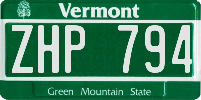 VT license plate ZHP794