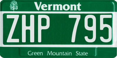VT license plate ZHP795