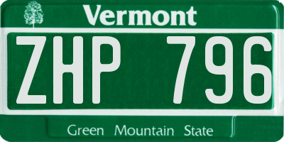 VT license plate ZHP796