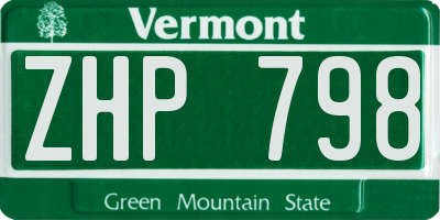 VT license plate ZHP798