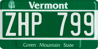 VT license plate ZHP799