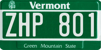 VT license plate ZHP801
