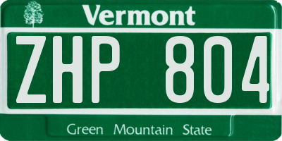 VT license plate ZHP804