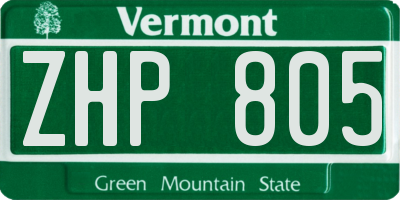 VT license plate ZHP805
