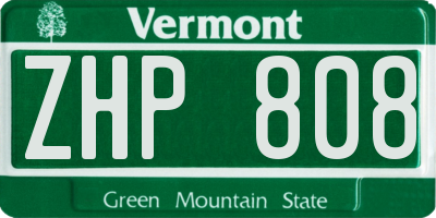 VT license plate ZHP808