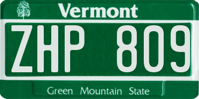 VT license plate ZHP809