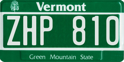 VT license plate ZHP810