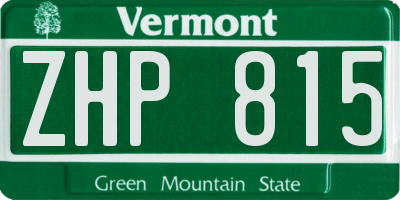 VT license plate ZHP815