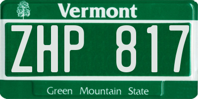 VT license plate ZHP817