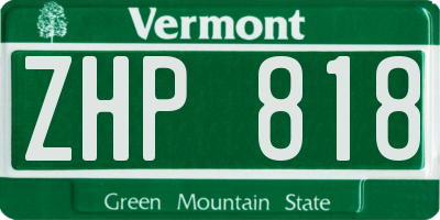 VT license plate ZHP818