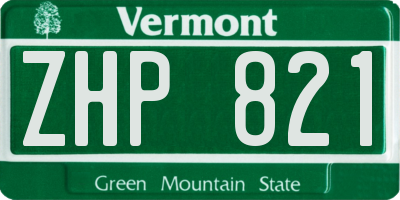 VT license plate ZHP821