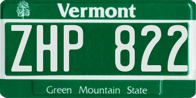 VT license plate ZHP822
