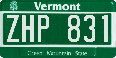 VT license plate ZHP831