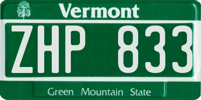 VT license plate ZHP833
