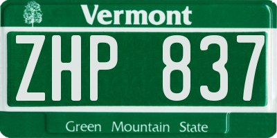 VT license plate ZHP837