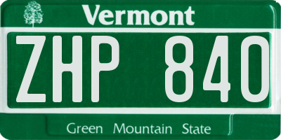 VT license plate ZHP840