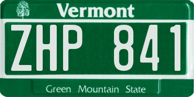 VT license plate ZHP841