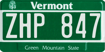 VT license plate ZHP847