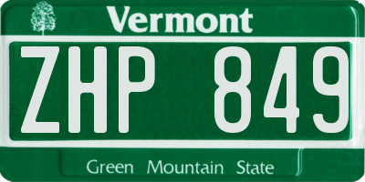 VT license plate ZHP849