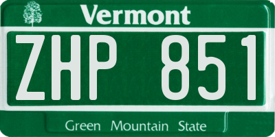 VT license plate ZHP851