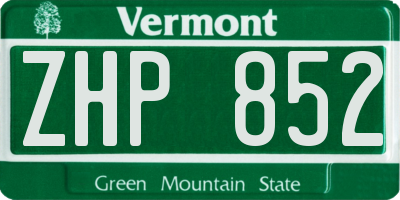 VT license plate ZHP852