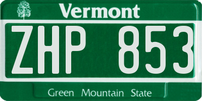 VT license plate ZHP853