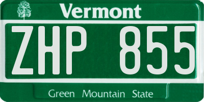 VT license plate ZHP855