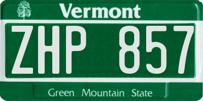 VT license plate ZHP857
