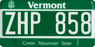 VT license plate ZHP858