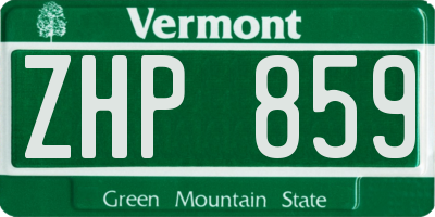 VT license plate ZHP859
