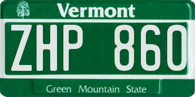 VT license plate ZHP860