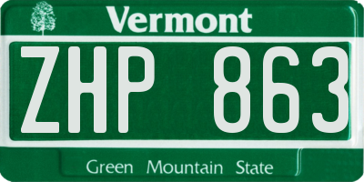 VT license plate ZHP863