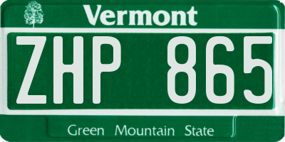 VT license plate ZHP865