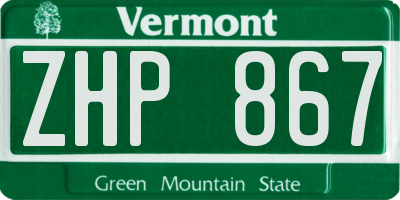 VT license plate ZHP867