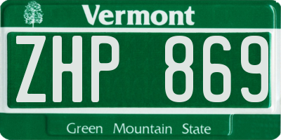 VT license plate ZHP869