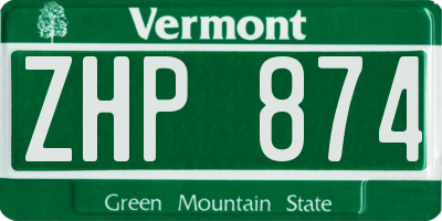 VT license plate ZHP874