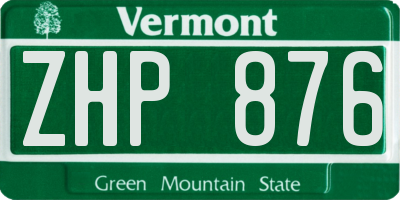 VT license plate ZHP876