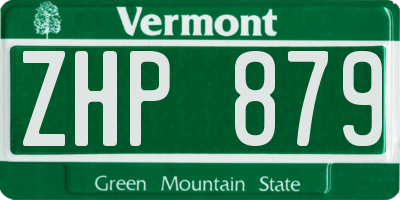 VT license plate ZHP879