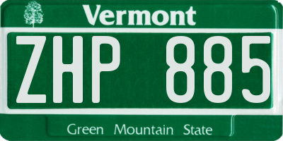 VT license plate ZHP885
