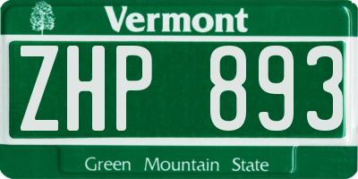 VT license plate ZHP893