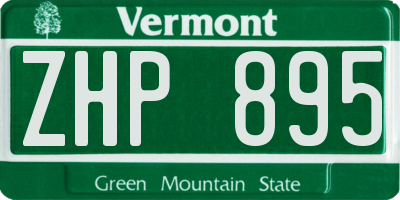 VT license plate ZHP895